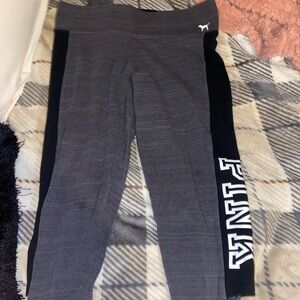 Victoria's Secret Gray and Black Leggings Stretchy Athletic Wear